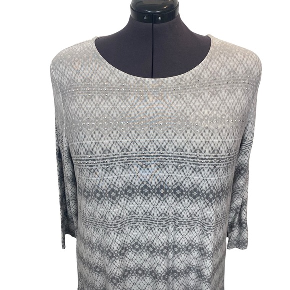 Ruby Rd.Womens plus size 1X Gray Patterned Scoop-Neck Tunic - Picture 3 of 8